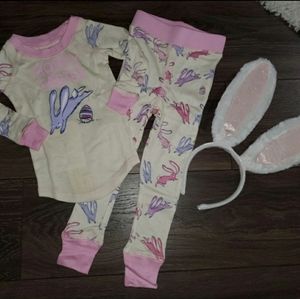 NEW Easter Bunny Pajamas Set w Ears ! Munki Chasing Fireflies 4t 2t